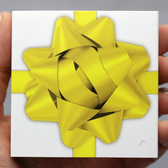 Yellow Ribbon Box Sleeve Gift Wrap Option for Enameled White Daisy Silver Bar