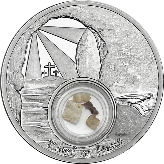 2024 Mesa Grande Silver In the Footsteps of Jesus: Tomb of Jesus with Stone from Jerusalem 1oz Proof in OGP