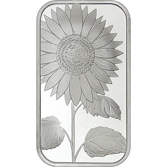 Close Up of Plain Sunflower 1oz .999 Silver Bar