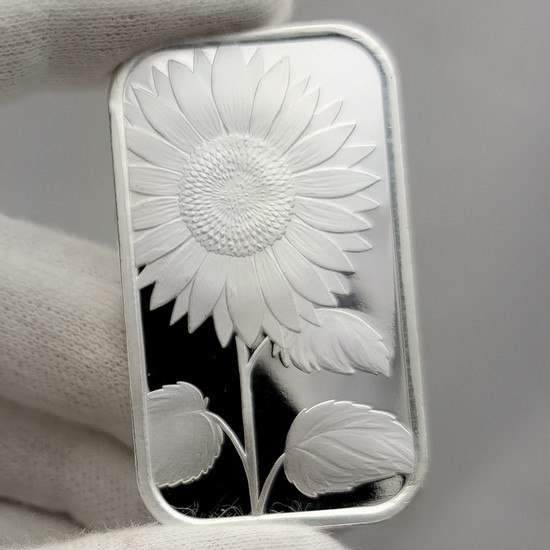 Close Up of Plain Sunflower 1oz .999 Silver Bar