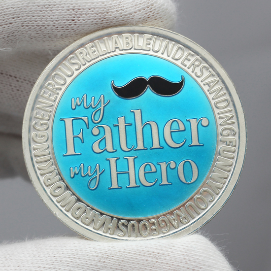 Reflective Qualities of Hand-Enameled My Father My Hero 1oz .999 Silver Medallion