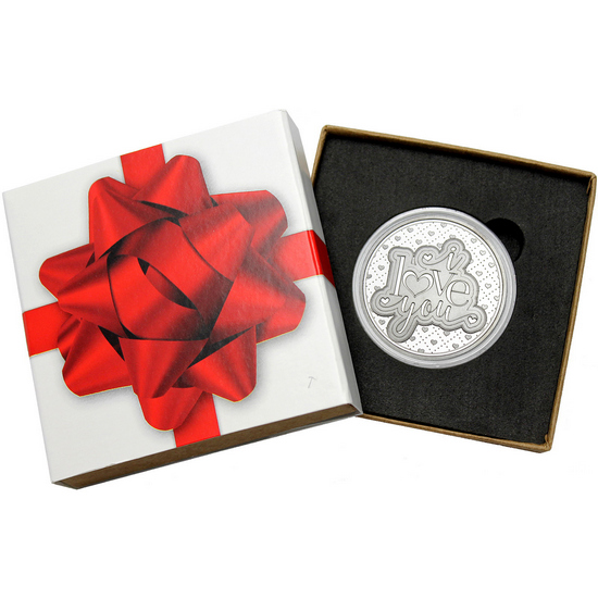 I Love You 1oz .999 Silver Medallion in Gift Box
