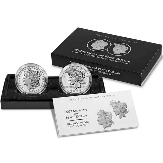 2023 S Morgan and Peace Silver Dollar Set Reverse Proof in OGP