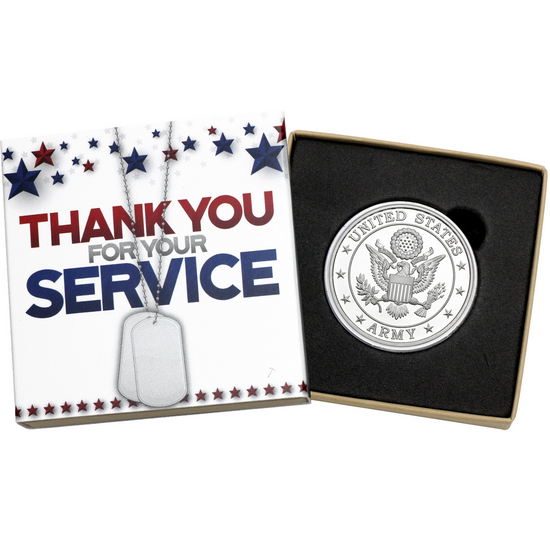 US Army Officially Licensed 1oz .999 Silver Medallion in Gift Box