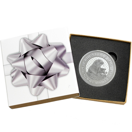Groundhog Day Prediction Flip 1oz .999 Silver Medallion in Gift Box
