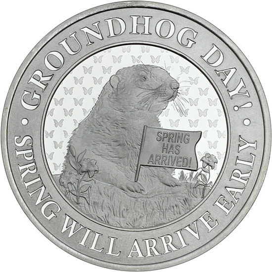 Groundhog Day Prediction Flip 1oz .999 Silver Medallion in Gift Box Groundhog Day Prediction Flip 1oz .999 Silver Medallion in Gift Box