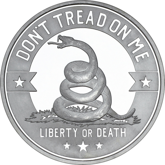 Don't Tread on Me Rattlesnake 1oz .999 Silver Medallion in Gift Box