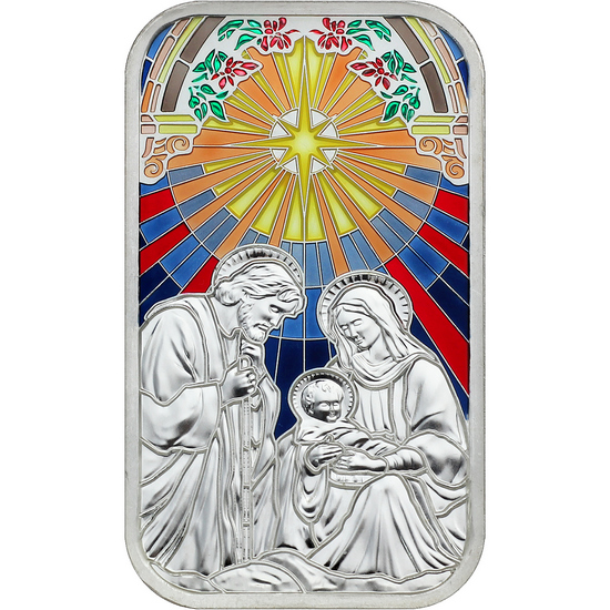 2025 Mary, Joseph and Baby Jesus Nativity 1oz .999 Silver Bar Enameled in Gift Box 2025 Mary, Joseph and Baby Jesus Nativity 1oz .999 Silver Bar Enameled in Gift Box