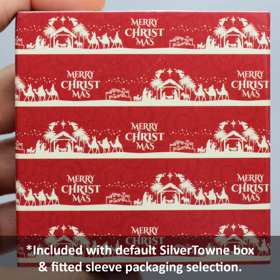 Merry Christmas Nativity Scene Box Sleeve Gift Wrap Option for Enameled Nativity Silver Bar
