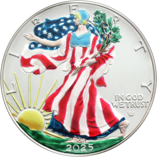 Hand-Enameled 2025 Silver American Eagle BU Coin in Gift Box