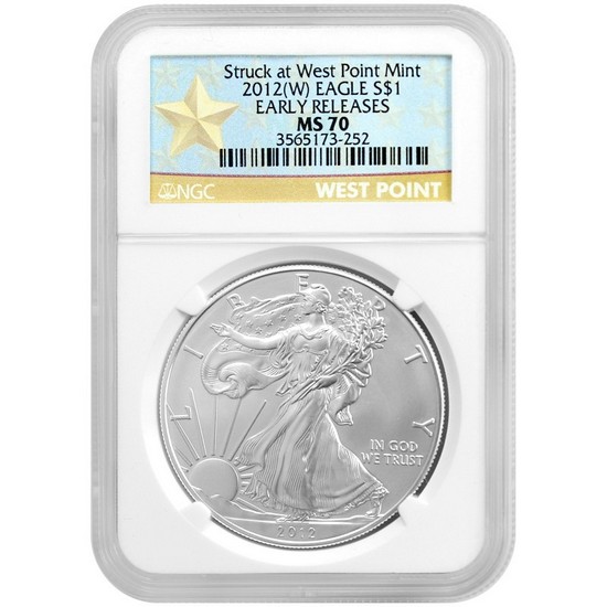 2012 W Silver American Eagle Struck at West Point Mint MS70 ER NGC Star Label