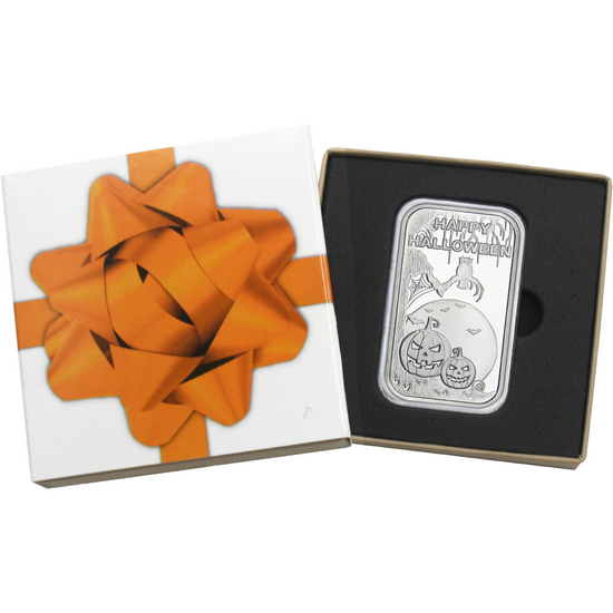 Happy Halloween Frightful Night 1oz .999 Silver Bar in Gift Box