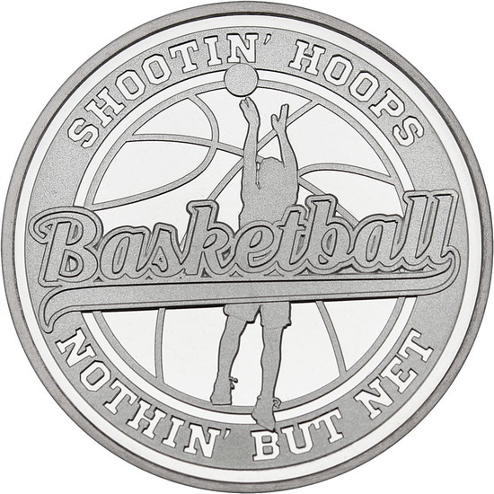 Basketball Shootin' Hoops Nothin' But Net 1oz .999 Silver Medallion