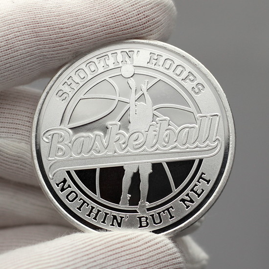 Reflective Qualities of the Basketball Shootin' Hoops Nothin' But Net 1oz .999 Silver Medallion