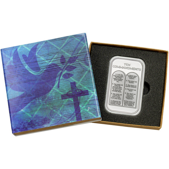 Ten Commandments 1oz .999 Silver Bar in Gift Box