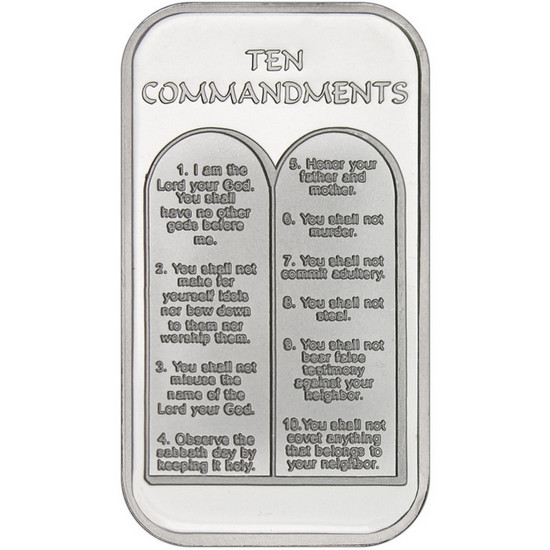 Ten Commandments 1oz .999 Silver Bar in Gift Box Ten Commandments 1oz .999 Silver Bar in Gift Box