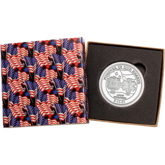 Forever in Our Hearts 9/11 1oz .999 Silver Medallion in Gift Box