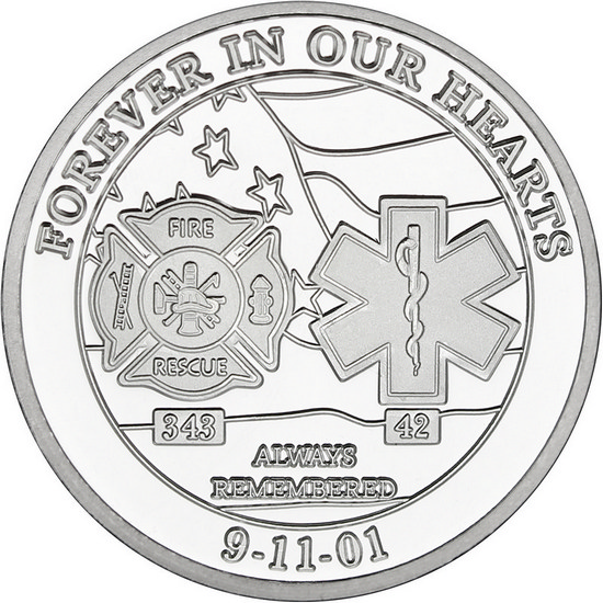 Forever in Our Hearts 9/11 1oz .999 Silver Medallion in Gift Box Forever in Our Hearts 9/11 1oz .999 Silver Medallion in Gift Box