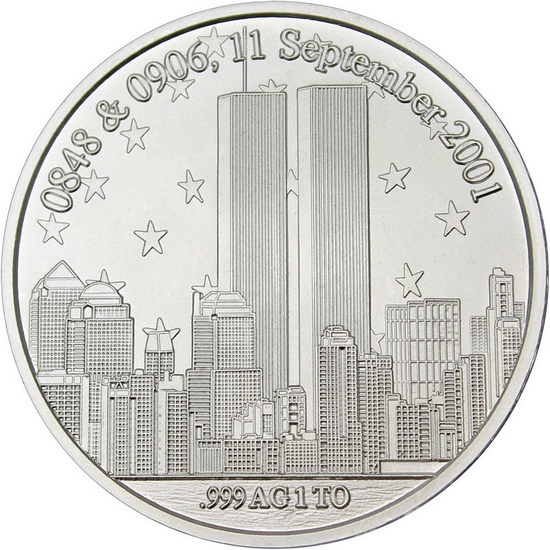 9/11 Twin Towers Silver Medallion Keepsake