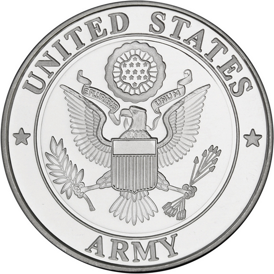 US Army 1oz .999 Silver Round Close Up
