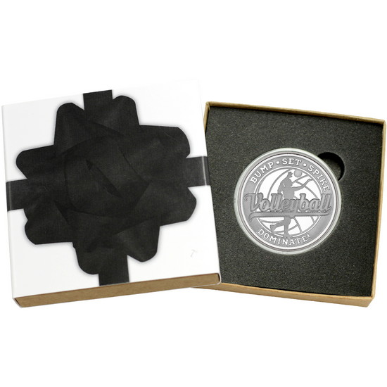 Volleyball Bump Set Spike Dominate! 1oz .999 Silver Medallion in Gift Box