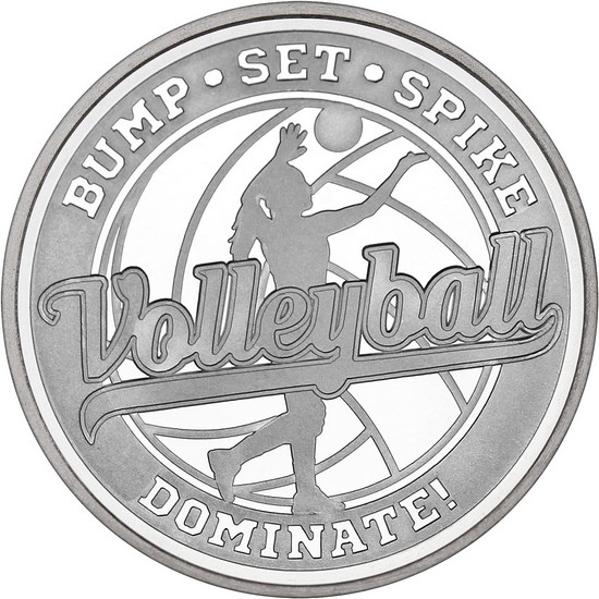 Volleyball Bump Set Spike Dominate! 1oz .999 Silver Medallion in Gift Box