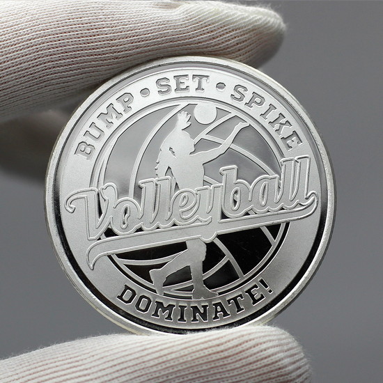 Volleyball Bump Set Spike Dominate! 1oz .999 Silver Medallion