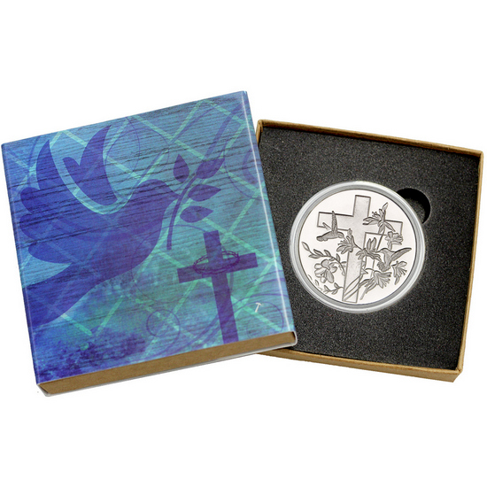 Religious Cross 1oz .999 Silver Medallion in Gift Box