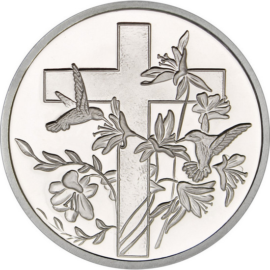 Close Up Religious Cross 1oz .999 Silver Round