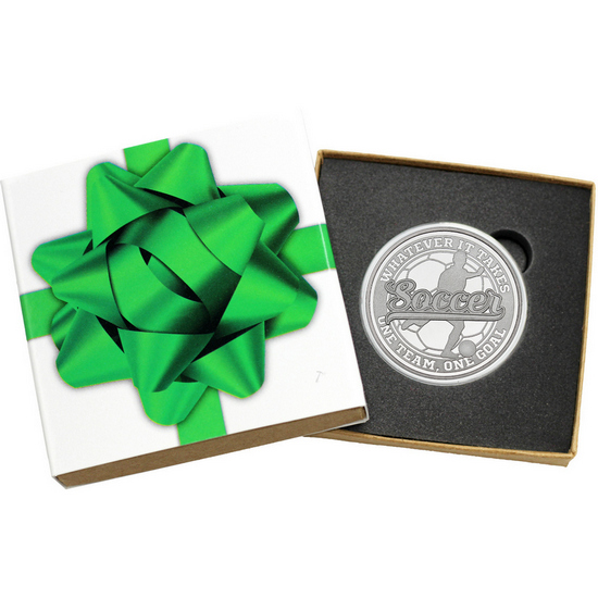 Soccer Whatever It Takes One Team One Goal 1oz .999 Silver Medallion in Gift Box