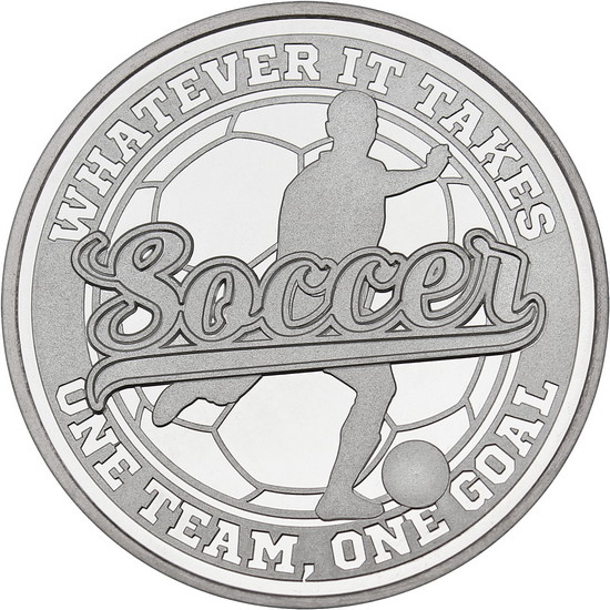 Soccer Whatever It Takes One Team One Goal 1oz .999 Silver Medallion in Gift Box