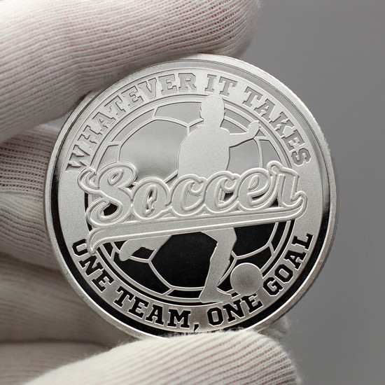 Soccer Whatever It Takes One Team One Goal 1oz .999 Silver Medallion