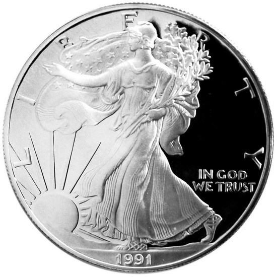 1991 S Silver American Eagle PF