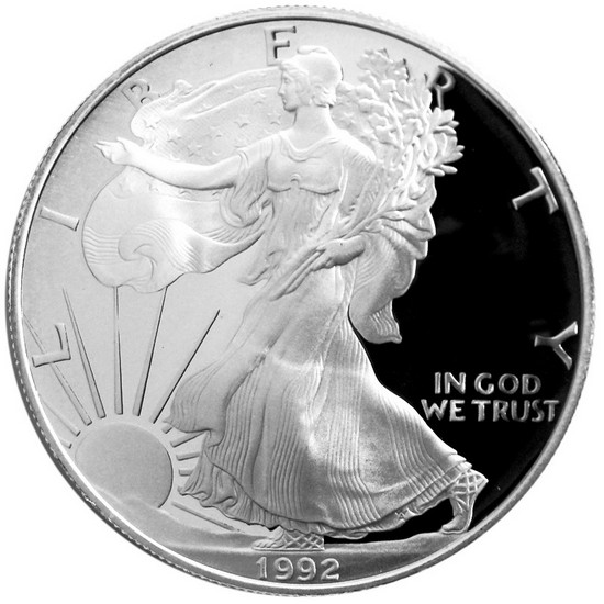 1992 S Silver American Eagle PF