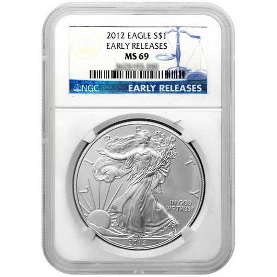 2012 Silver American Eagle MS69 ER NGC Blue Label