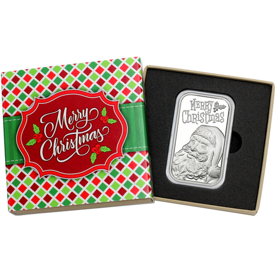 2022 Santa Filling Christmas Stockings with Toys 1oz .999 Silver Bar in Gift Box