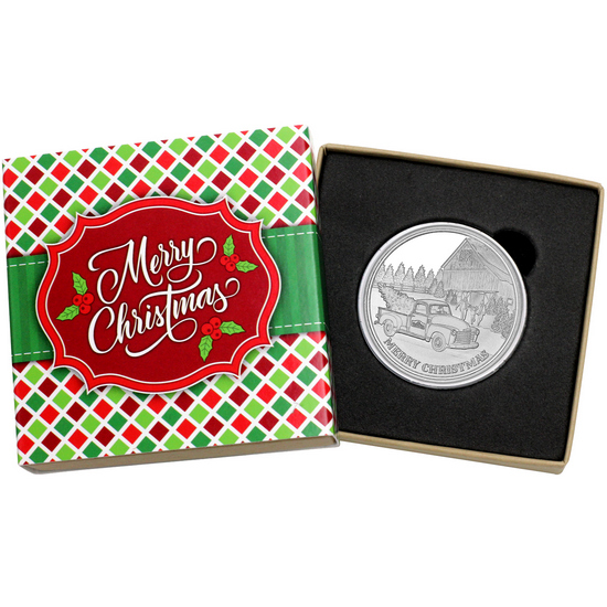 2018 Merry Christmas Farm Scene 1oz .999 Silver Medallion