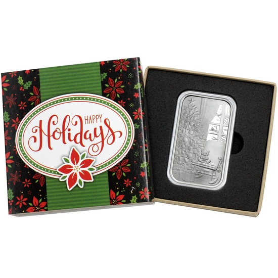 2018 Happy Holidays Festive Lamp Post 1oz .999 Silver Bar