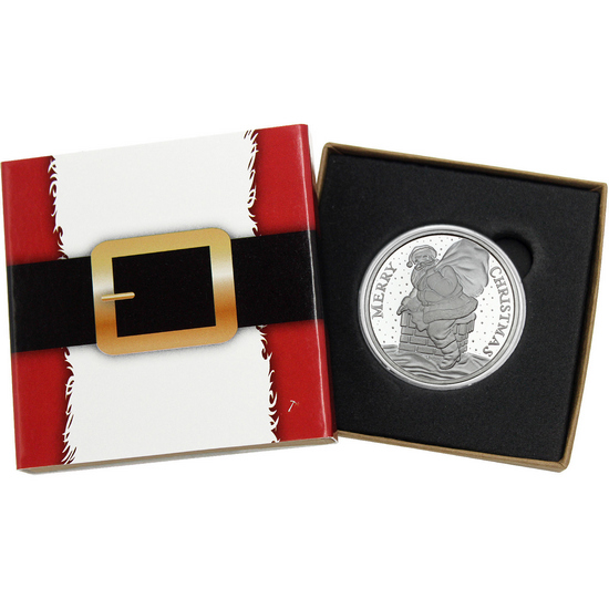 2022 Merry Christmas Santa Bells 1oz .999 Silver Medallion in Gift Box