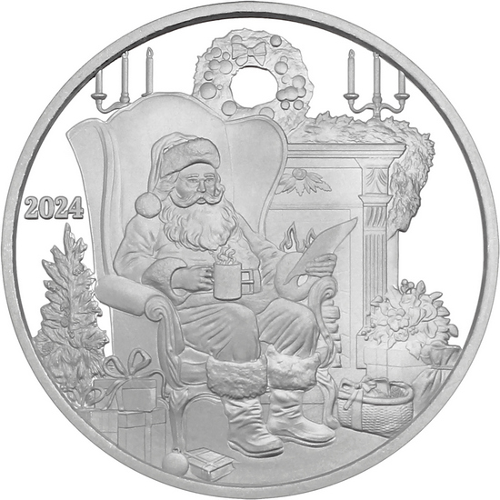 2022 Merry Christmas Santa Bells 1oz .999 Silver Medallion in Gift Box