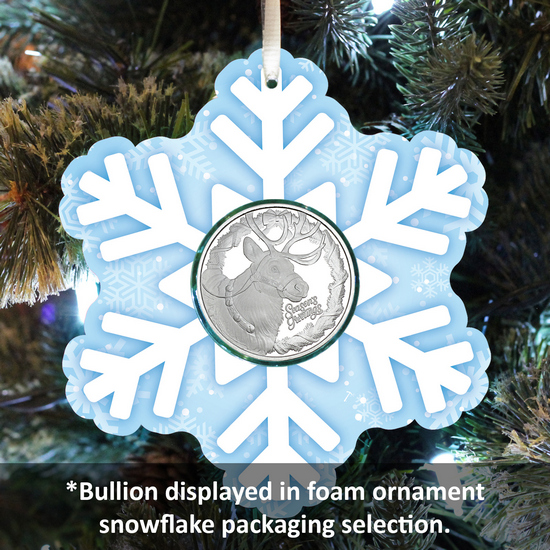 Community Christmas Tree Lighting Celebration 1oz .999 Silver Medallion in Stocking Ornament Holder