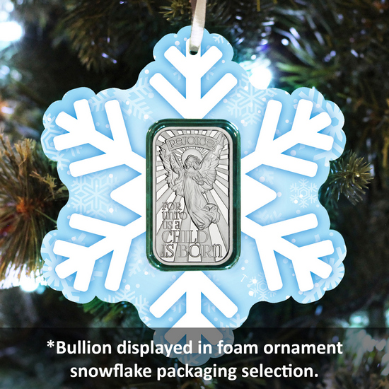 2020 Angel Let Us Rejoice The King is Born 1oz .999 Silver Medallion in Stocking Ornament Holder