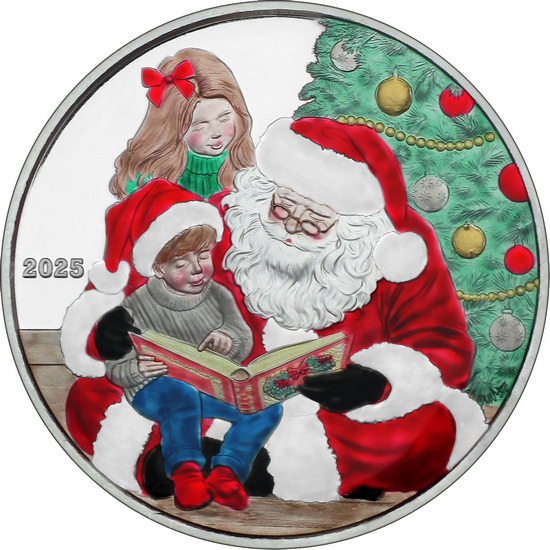 Limited! 2025 Storytime with Santa 1oz .999 Silver Medallion Enameled in Clamshell Gift Box with COA Limited! 2025 Storytime with Santa 1oz .999 Silver Medallion Enameled in Clamshell Gift Box with COA