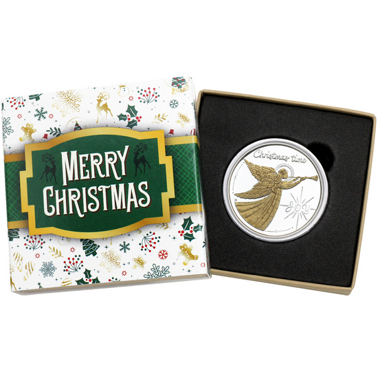 2025 Joy Angel 1oz .999 Silver Medallion Gold Enameled in Gift Box