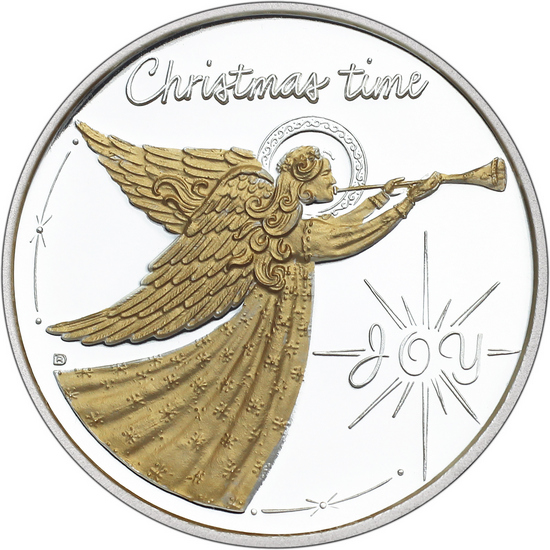 2025 Joy Angel 1oz .999 Silver Medallion Gold Enameled in Gift Box 2025 Joy Angel 1oz .999 Silver Medallion Gold Enameled in Gift Box