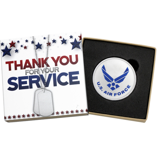 US Air Force Officially Licensed 1oz .999 Silver Medallion Enameled in Gift Box