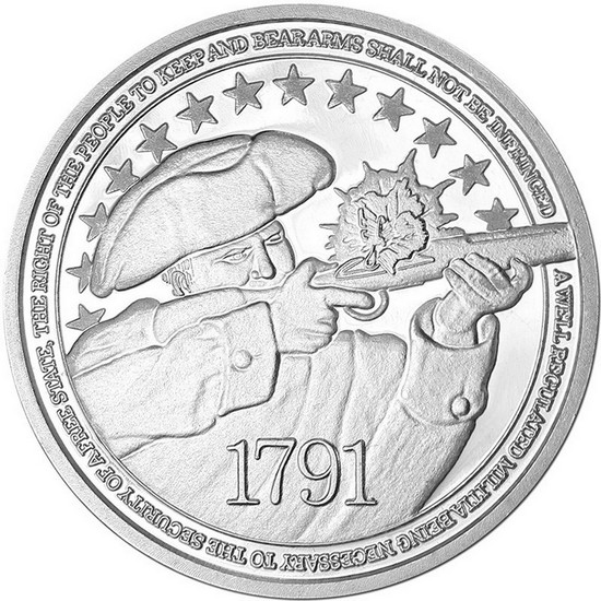 Details about   GSM Right to Bear Arms 2nd Amendment Uncirculated 1oz Troy .999 Silver Coin USA 