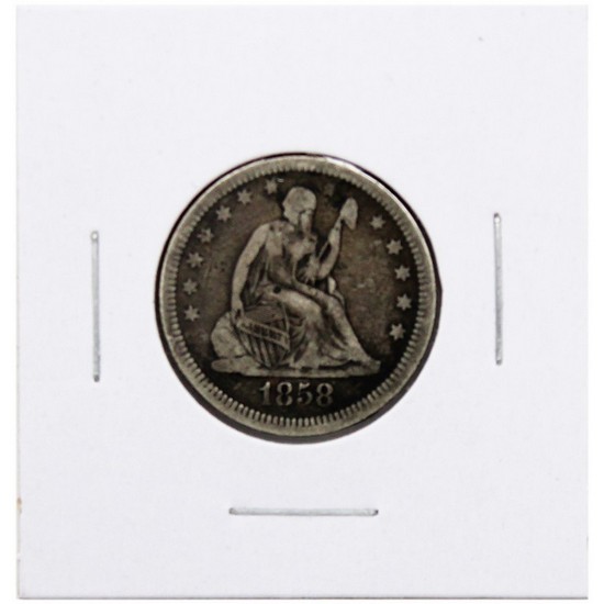 Pre-Civil War Dated Liberty Seated Quarter in F/VF Condition