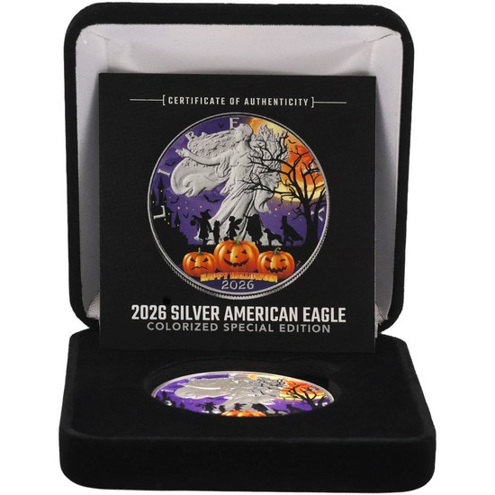 2026 Silver Eagle Colorized Happy Halloween Edition