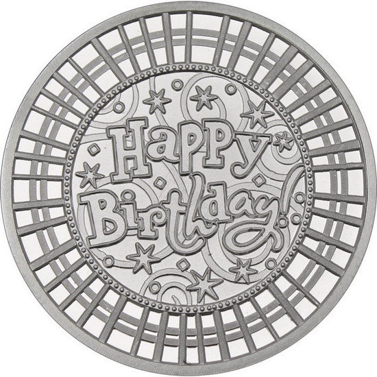Happy Birthday Stripes 1oz .999 Silver Medallion Dated 2025 in Gift Box Happy Birthday Stripes 1oz .999 Silver Medallion Dated 2025 in Gift Box